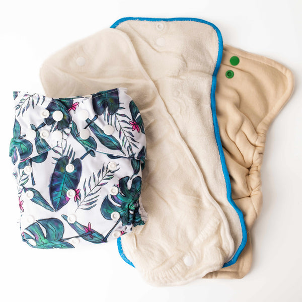 Ultimate Wipeable Cloth Nappy (Core) | Jungle Fern
