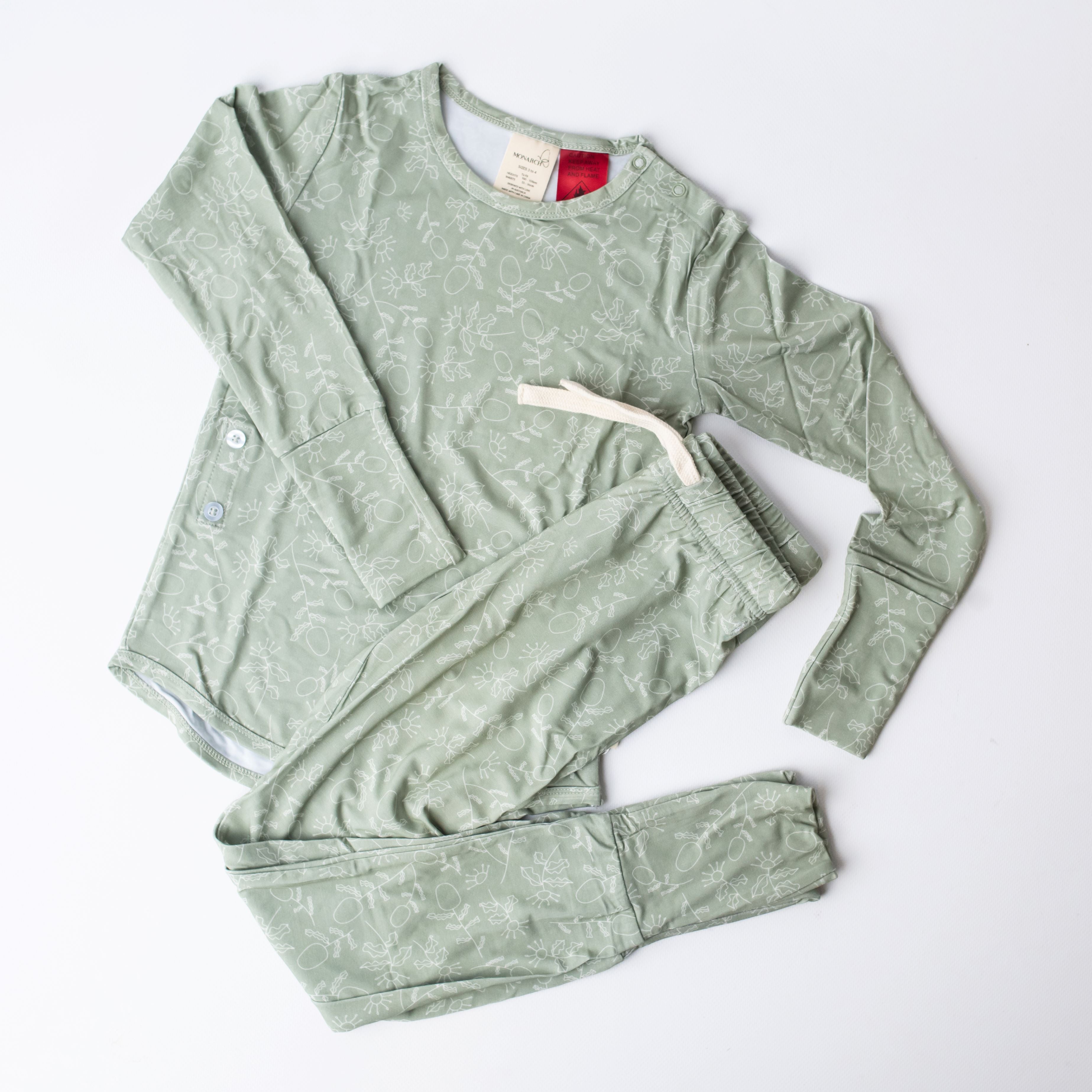 Kids Bamboo Pyjamas - Sage Dreams (Sz 5-8)