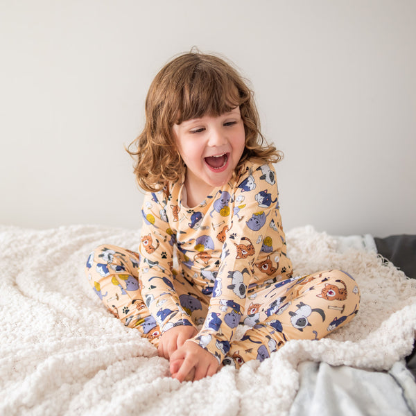 Kids Bamboo Pyjamas - Feline Good (Sz 5-6)