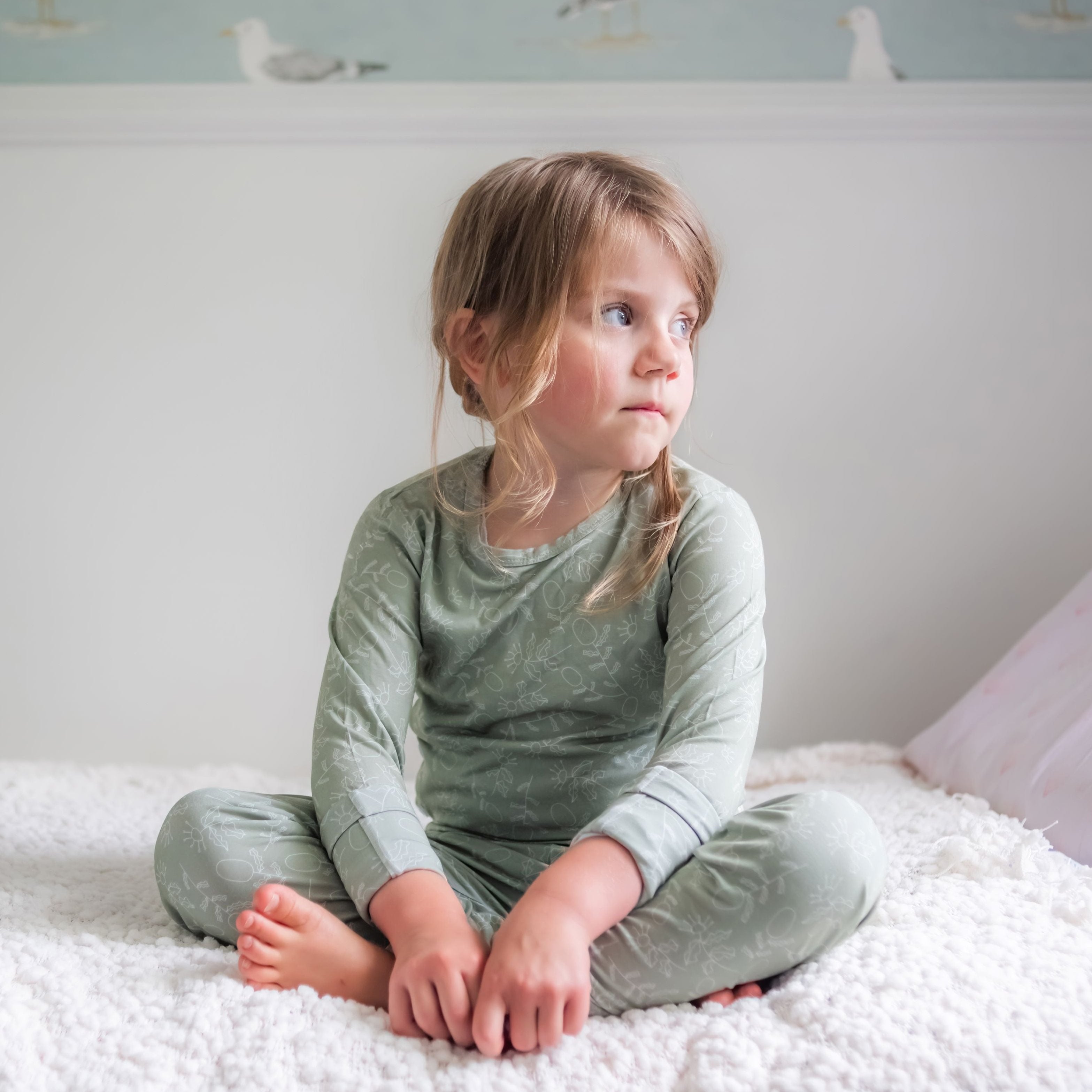 Kids Bamboo Pyjamas - Sage Dreams (Sz 5-8)