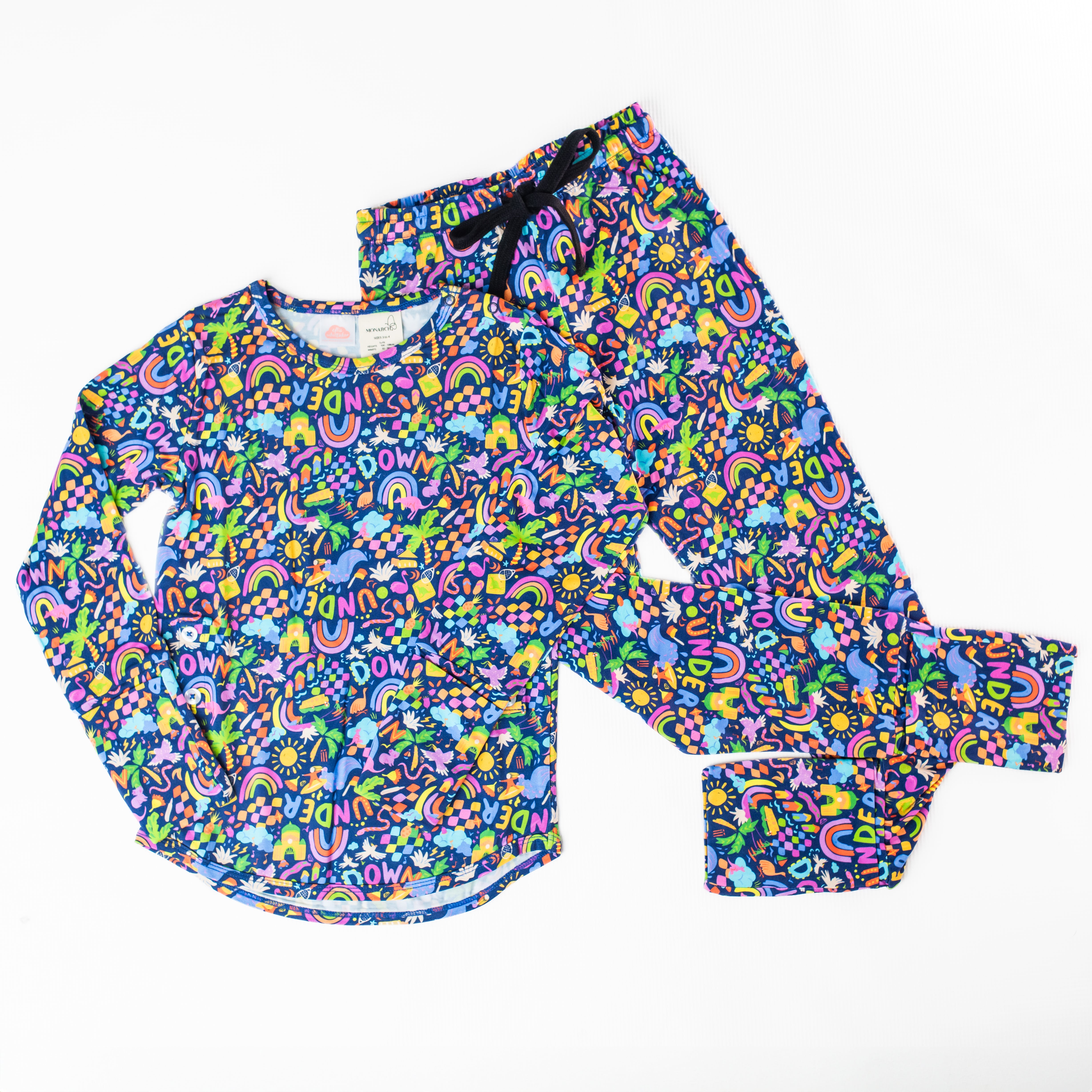 Kids Bamboo Pyjamas | Down Under (Navy) (Sz 7-10)