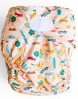Ultimate Wipeable Cloth Nappy (Deluxe) | On The Road (Butter)