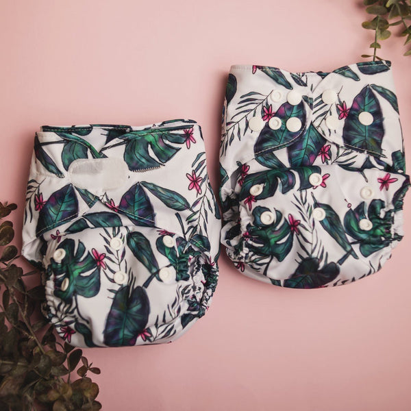 Alcmena | V3.5 Snap & Wipe Cloth Nappy | Jungle Fern - Monarch