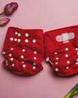 Alcmena | V3.5 Snap & Wipe Cloth Nappy | Ruby Red | Hook & Loop Only - Monarch