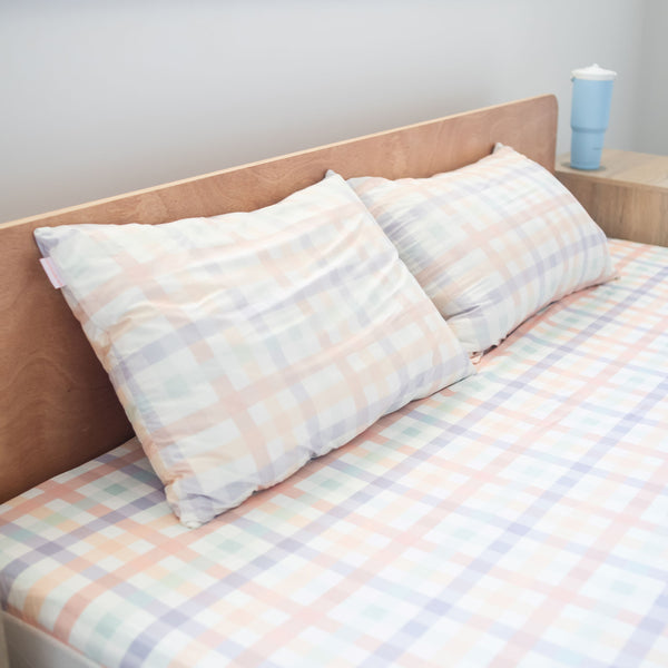 No-Leak Bamboo Fitted Sheet | Spring Gingham [Cot / Single / King]