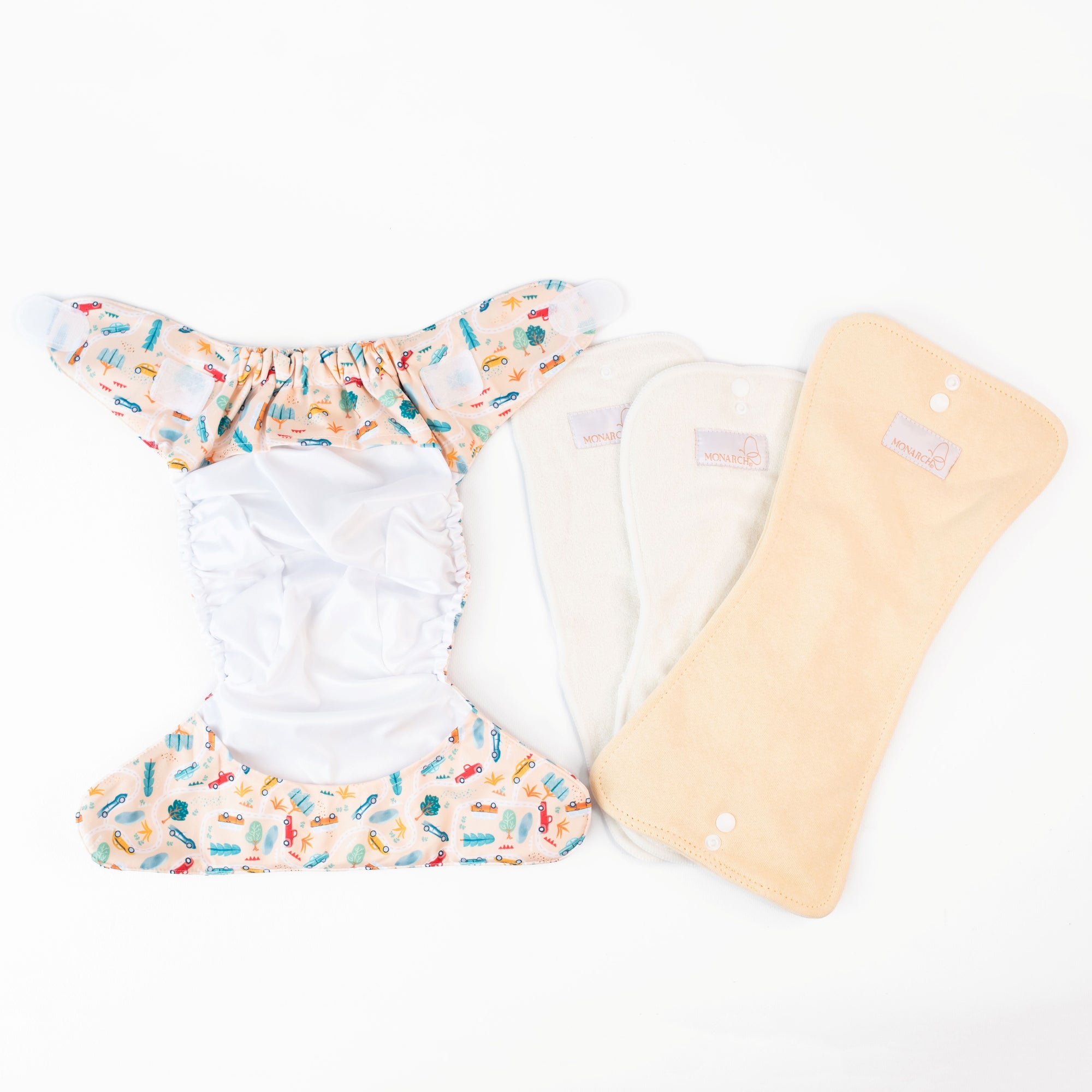 Ultimate Wipeable Cloth Nappy (Deluxe) | On The Road (Butter)