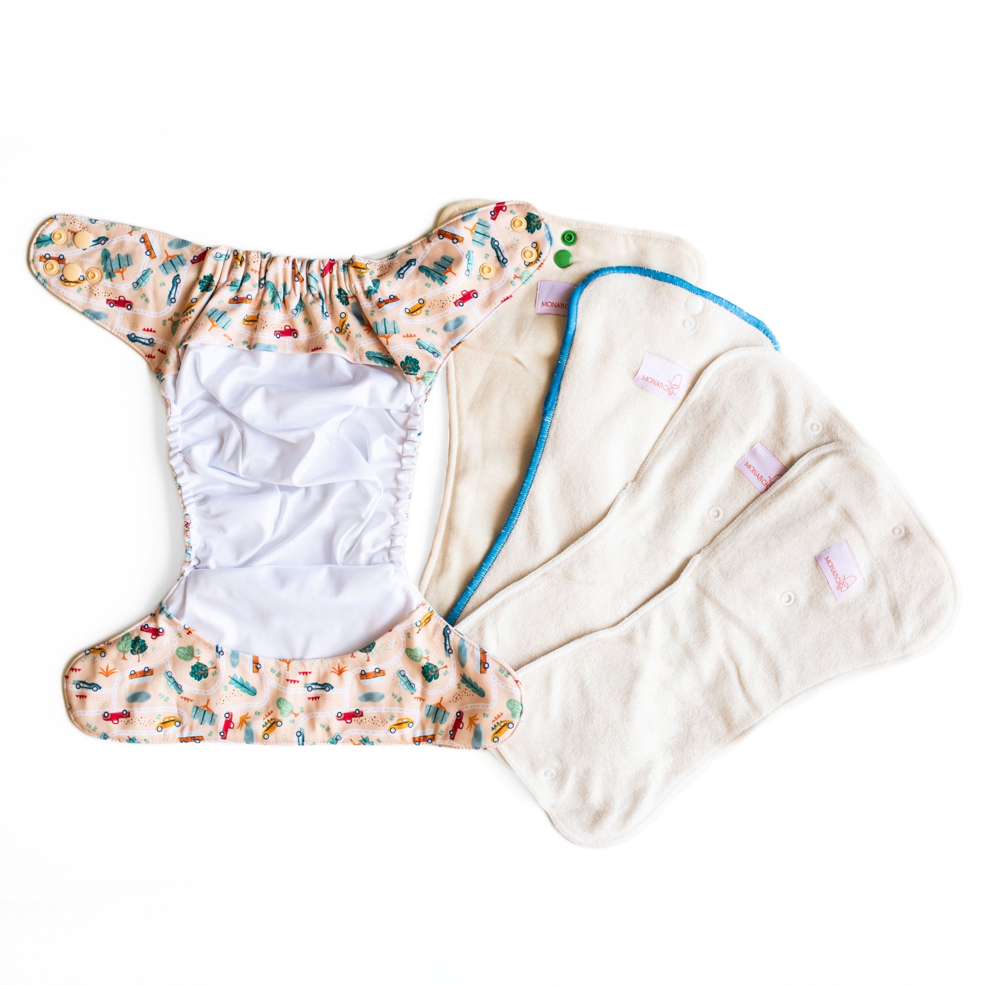 Ultimate Wipeable Cloth Nappy (Deluxe) | On The Road (Butter)