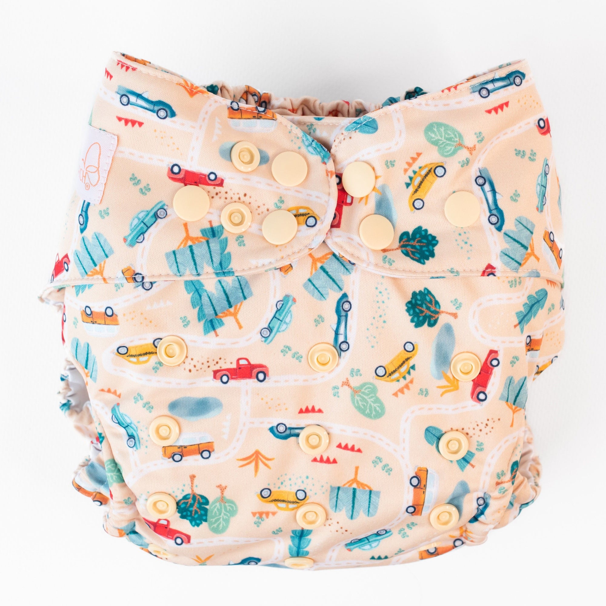 Ultimate Wipeable Cloth Nappy (Deluxe) | On The Road (Butter)