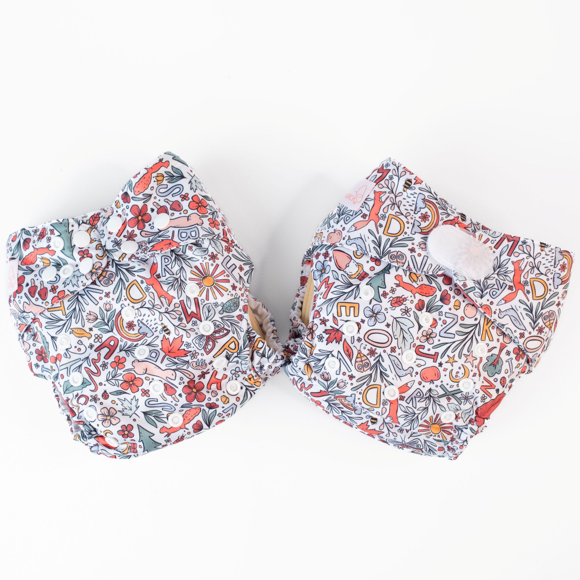 Ultimate Wipeable Cloth Nappy (Deluxe) | Woodland Alphabet