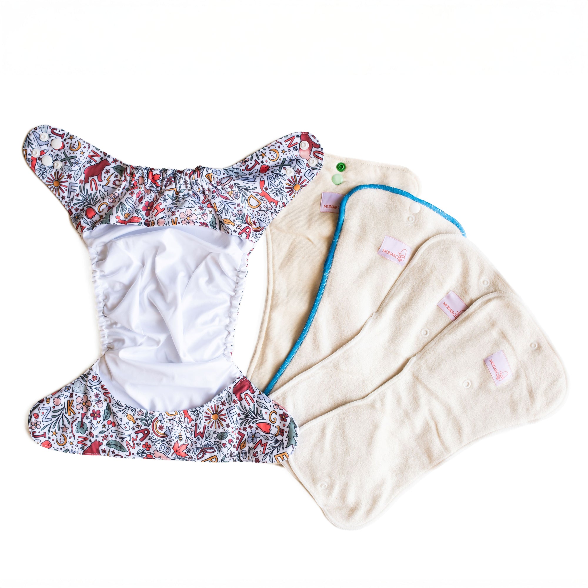 Ultimate Wipeable Cloth Nappy (Deluxe) | Woodland Alphabet