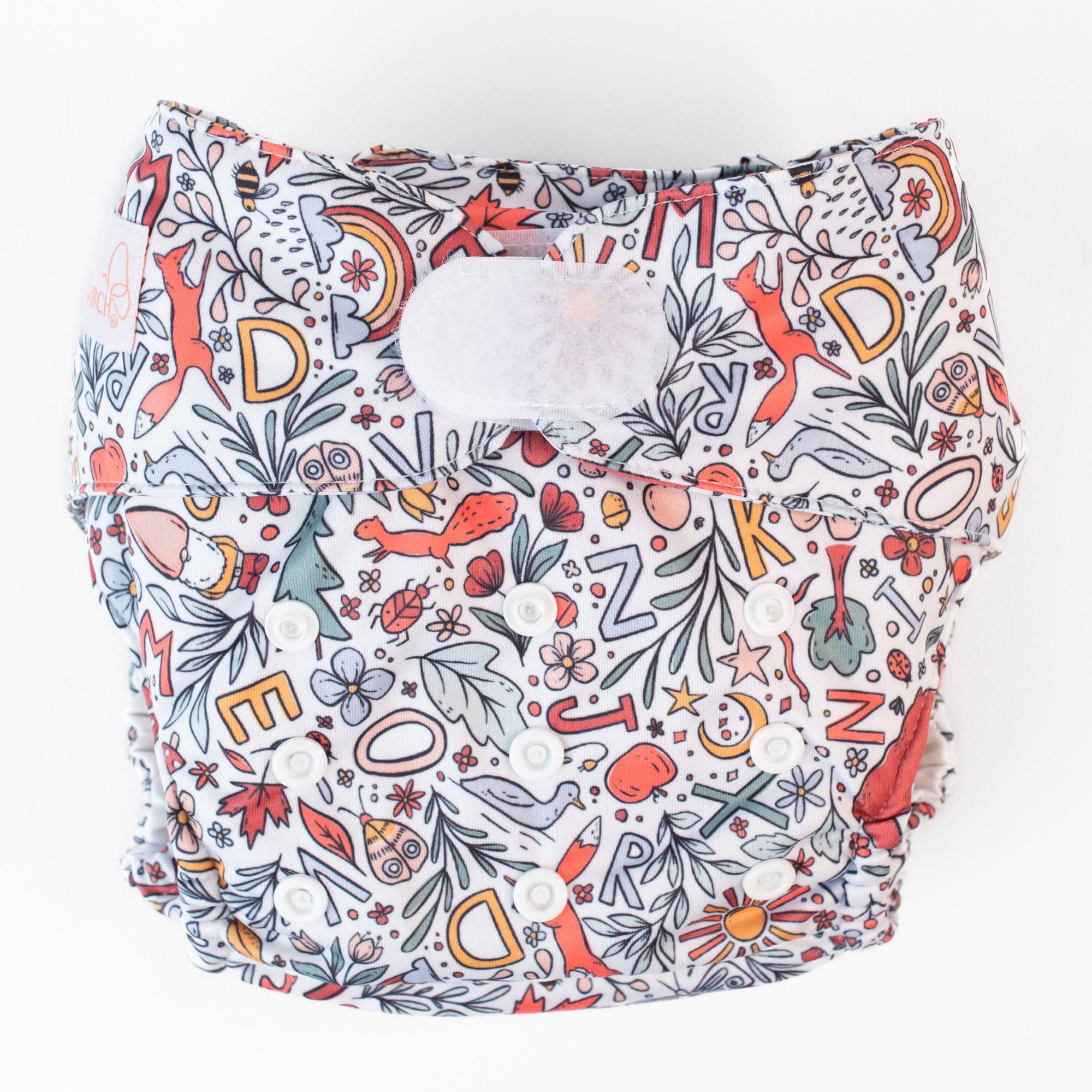 Ultimate Wipeable Cloth Nappy (Deluxe) | Woodland Alphabet
