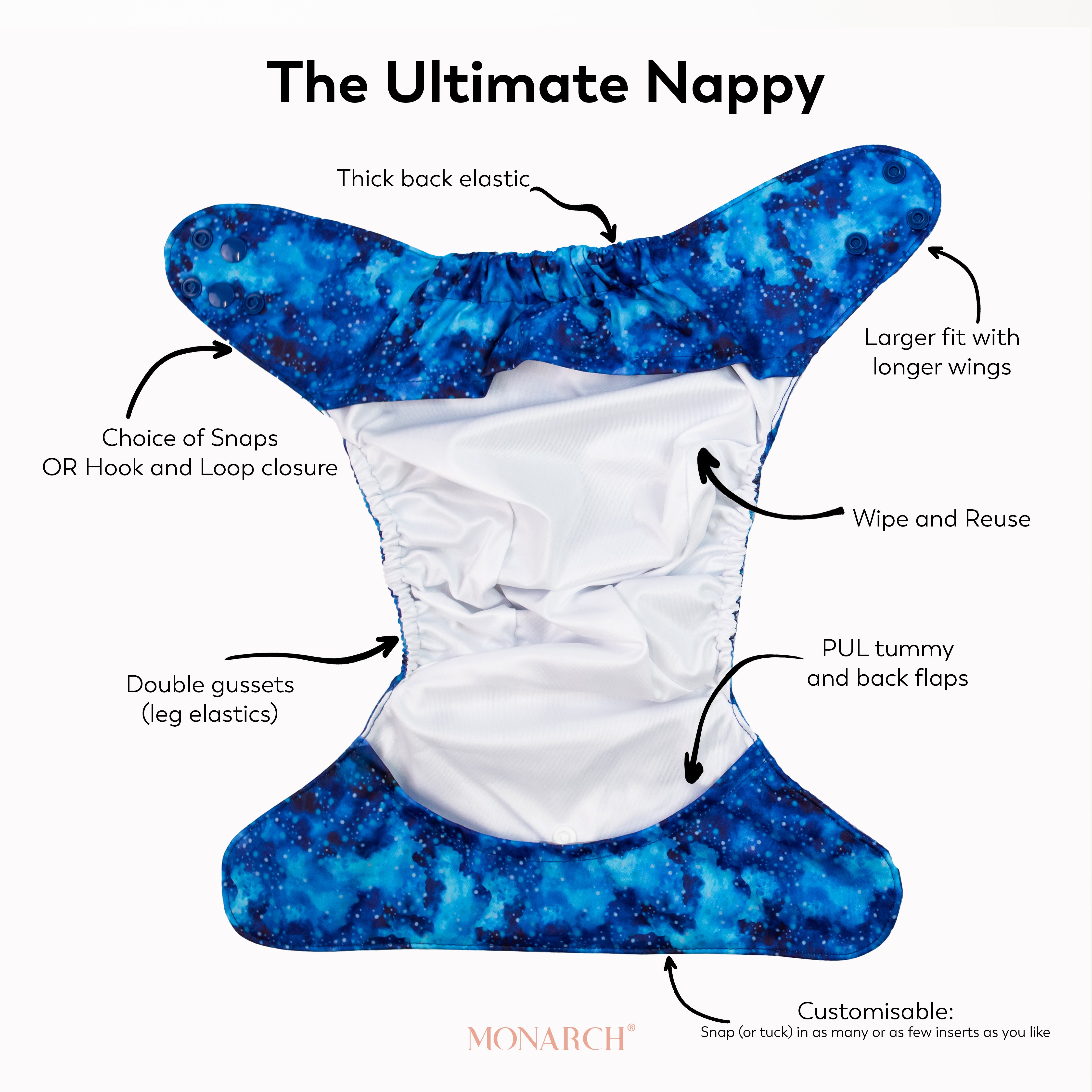 Ultimate Wipeable Cloth Nappy V2.0 | Snowstorm