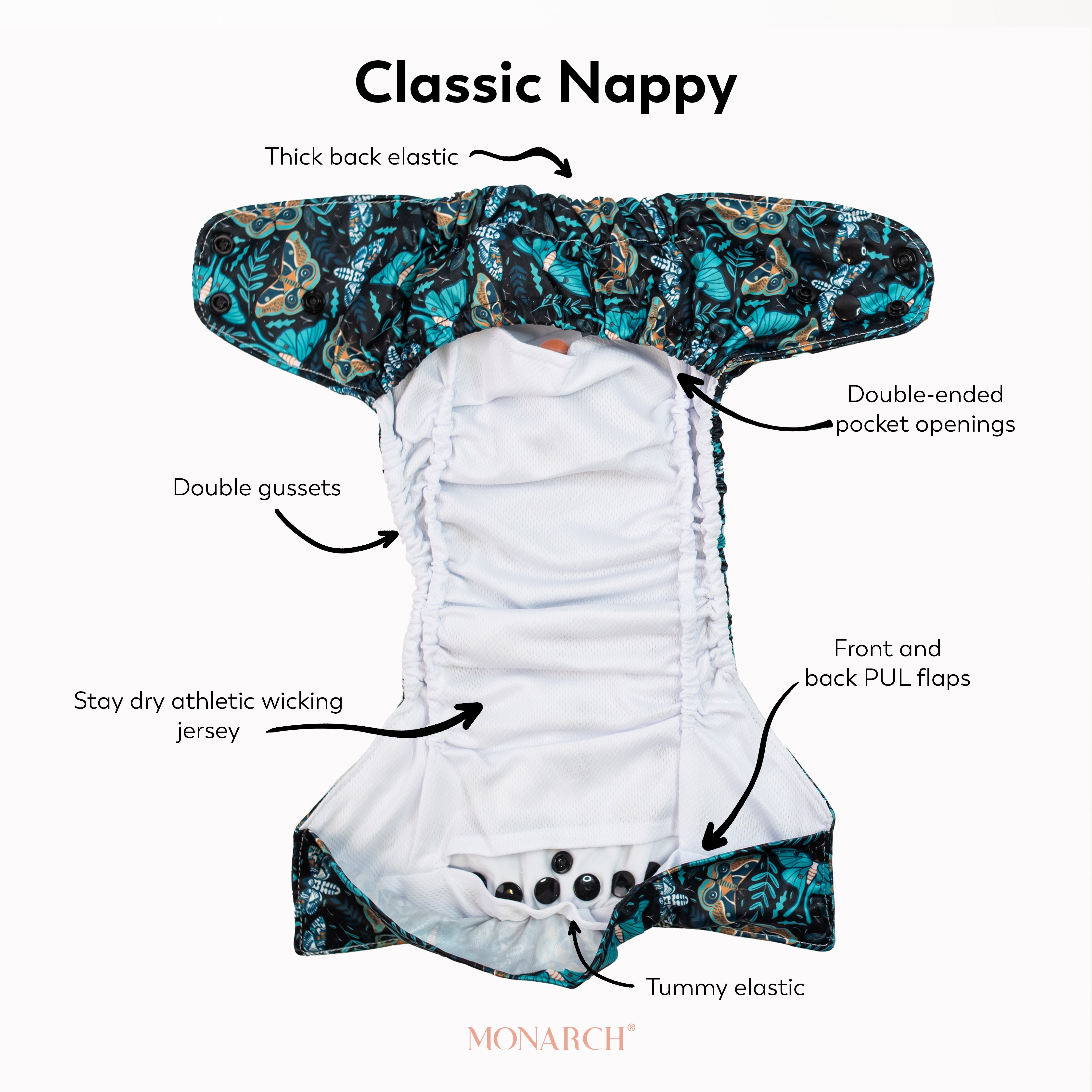 Classic Reusable Cloth Nappy 2.0 | Bush Buddies - Monarch