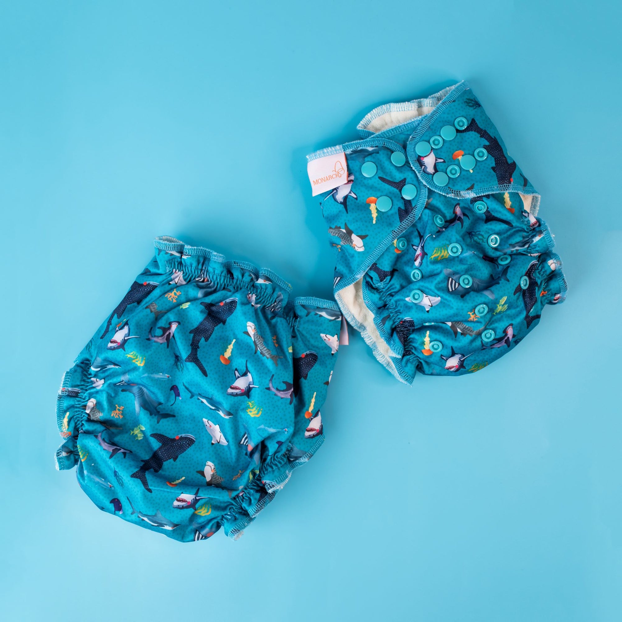 V2 Hybrid Fitted Nappy Cover | Feeding Frenzy - Monarch