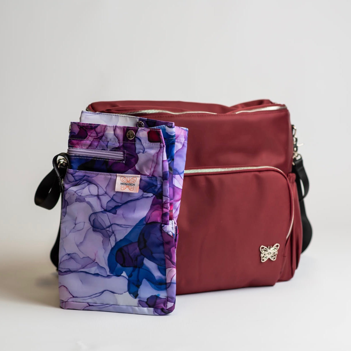 [SECONDS] 4-in-1 Nappy Backpack | Cranberry - Monarch
