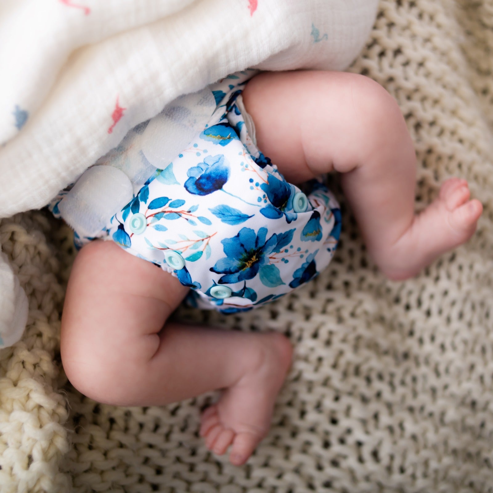 Newborn Wipeable Nappy | Ocean Meadow - Monarch