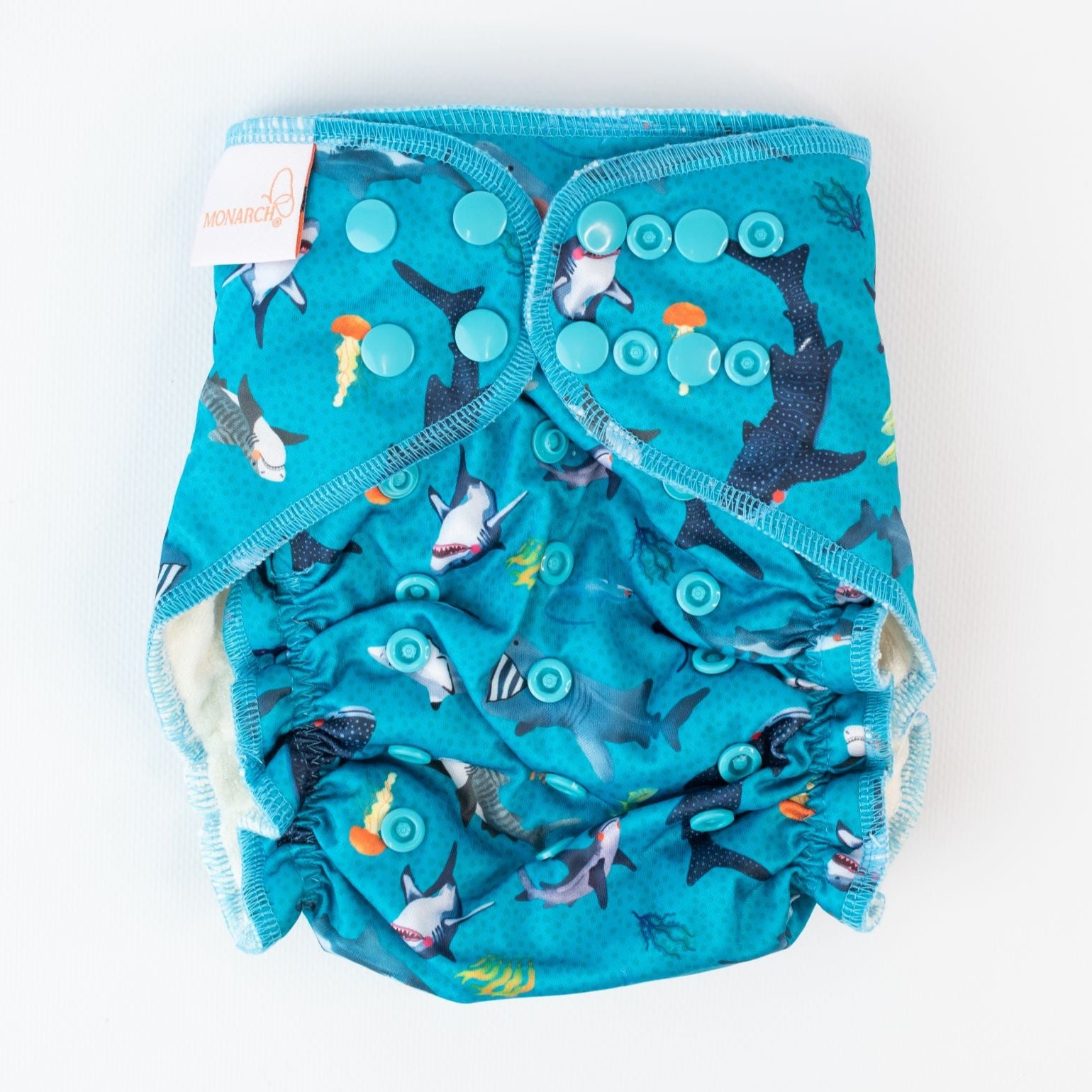 V2 Hybrid Fitted Nappy Cover | Feeding Frenzy - Monarch