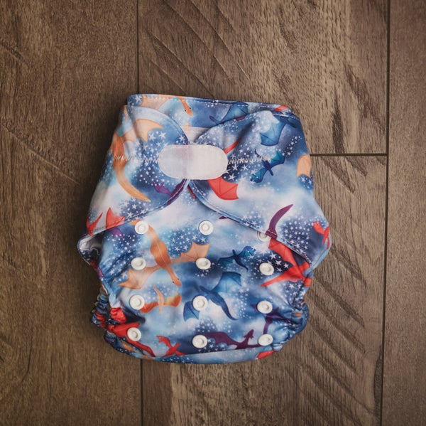 Alcmena | V3.5 Snap & Wipe Cloth Nappy | Fire & Ice (Hook and Loop Only) - Monarch