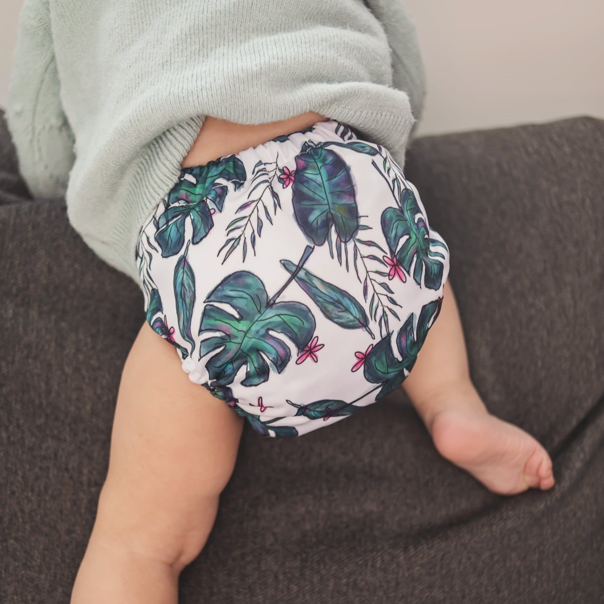Alcmena | V3.5 Snap & Wipe Cloth Nappy | Jungle Fern - Monarch