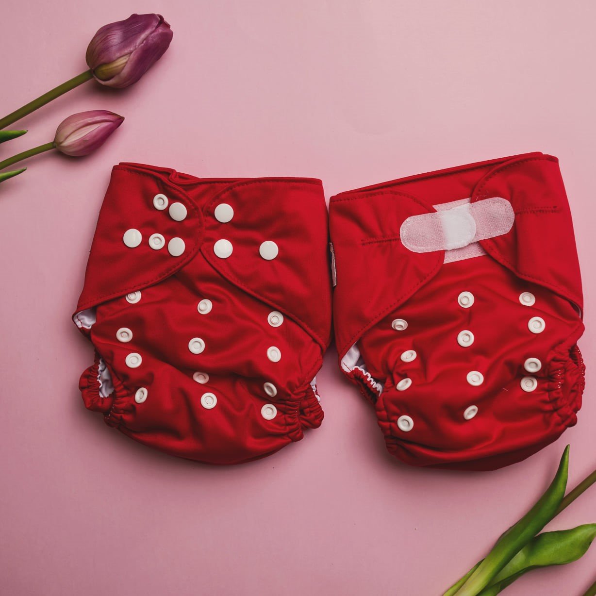 Alcmena | V3.5 Snap & Wipe Cloth Nappy | Ruby Red | Hook & Loop Only - Monarch