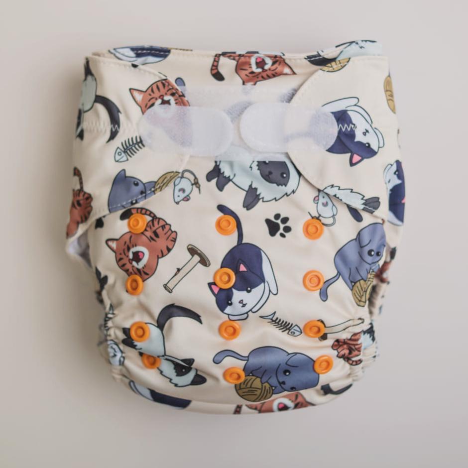 Ultimate Wipeable Cloth Nappy | Feline Good (H&L Only) - Monarch